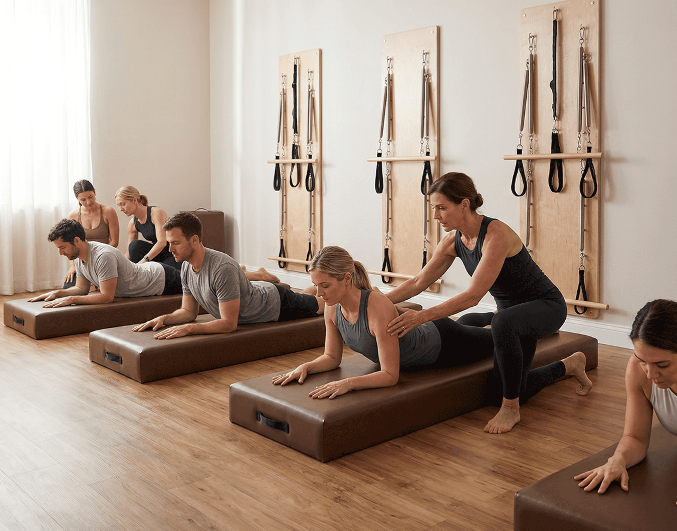 Group Pilates training